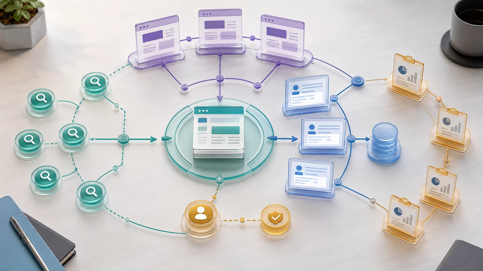 Prelaunch SEO tracking map connecting search queries landing pages forms and CRM review